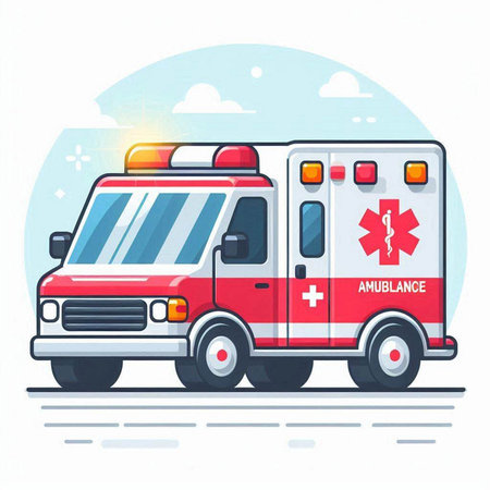 Ambulance car. Flat style vector illustration on white background.のイラスト素材