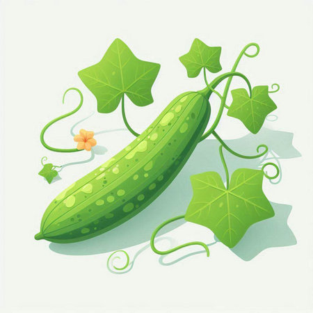 Cucumber vector illustration. Cucumis sativusのイラスト素材