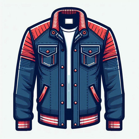 Denim jacket. Vector illustration of a jacket with a hood.のイラスト素材