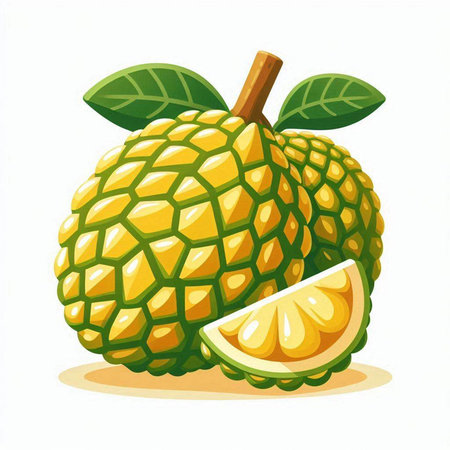 Illustration of fresh ripe whole and half of an exotic fruit.のイラスト素材