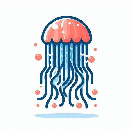 Jellyfish icon isolated on white background. Cartoon style vector illustration.のイラスト素材
