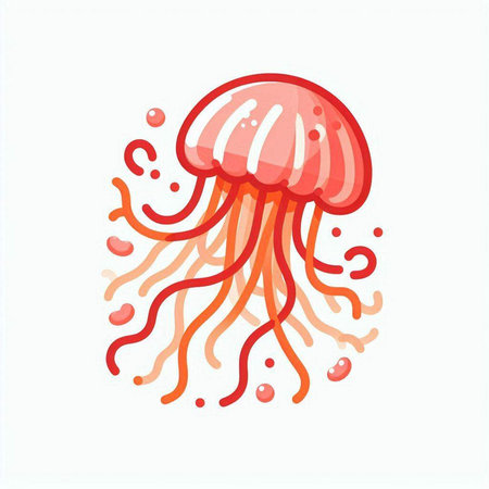 Jellyfish isolated on white background. Hand drawn vector illustration.のイラスト素材