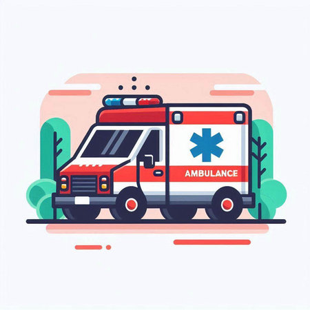 Ambulance car. Emergency vehicle. Vector illustration in flat styleのイラスト素材