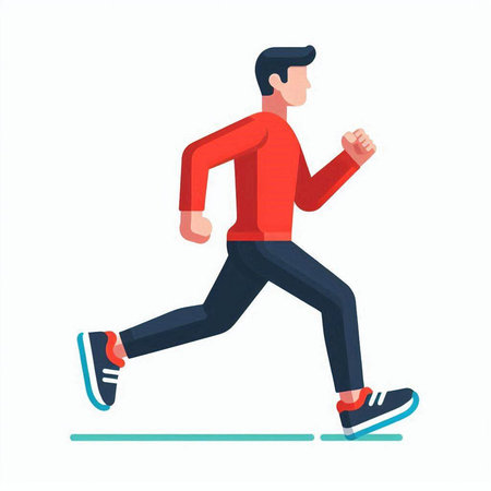 Running man. Vector illustration in a flat style on a white background.のイラスト素材