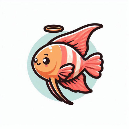 Cute cartoon goldfish. Vector illustration isolated on white background.のイラスト素材
