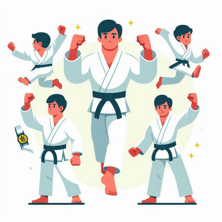 Taekwondo, Karate. Vector illustration in flat styleのイラスト素材