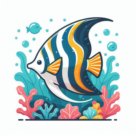 Colorful cartoon fish on a white background. Vector illustration for your designのイラスト素材