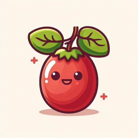 Cute kawaii cranberry fruit character. Vector illustration.のイラスト素材
