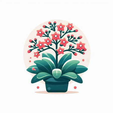 Flowerpot with pink flowers. Vector illustration in cartoon style.のイラスト素材