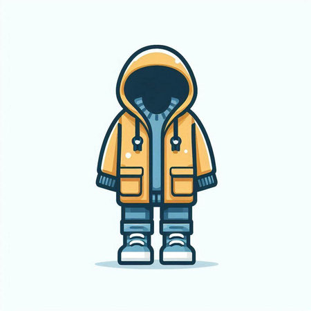 Cartoon winter jacket. Vector illustration in flat style. Isolated on white background.のイラスト素材