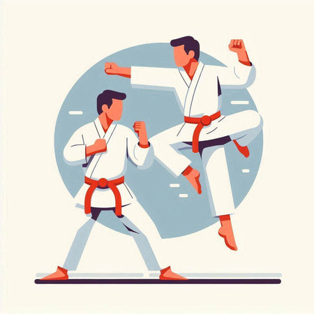 Taekwondo. Martial arts. Vector illustration in flat styleのイラスト素材
