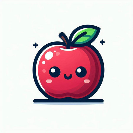 Cute apple character. Vector illustration. Isolated on white background.のイラスト素材