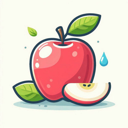 Apple vector illustration. Flat cartoon style. Isolated on white background.のイラスト素材