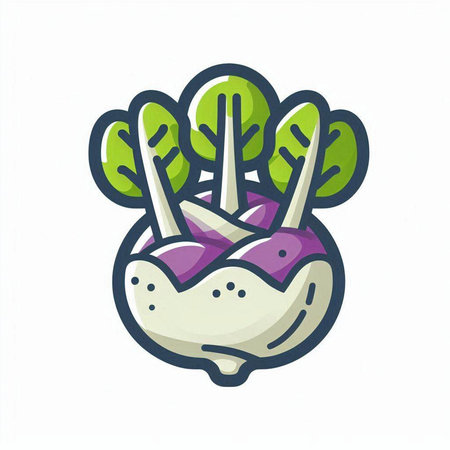 Kohlrabi icon. Vector illustration of kohlrabi.のイラスト素材