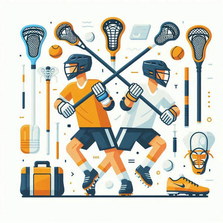 Ice hockey sport equipment set. Vector illustration in flat cartoon style.のイラスト素材