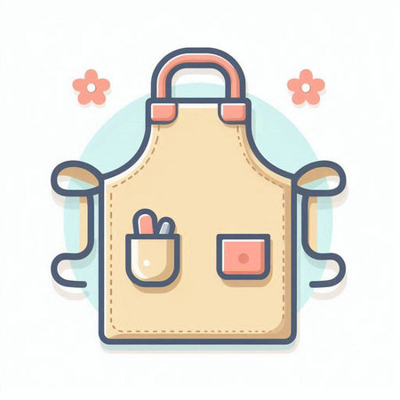 Apron flat color icon. Kitchen apron. Vector illustration.のイラスト素材