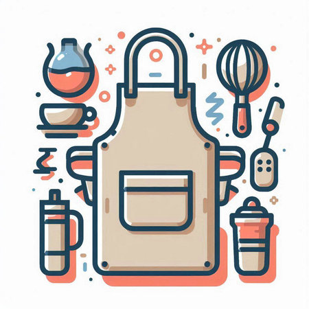 Kitchen utensils icon in flat line style. Vector illustration.のイラスト素材