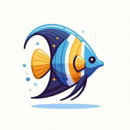 Cute cartoon fish on a white background. Vector illustration in a flat style.のイラスト素材