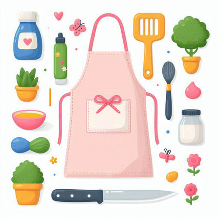 Kitchen tools and utensils. Vector illustration in flat styleのイラスト素材