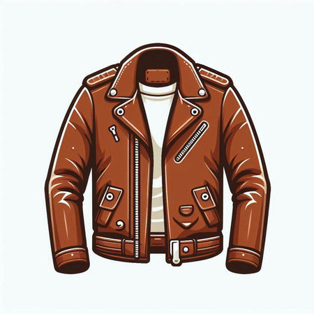 Brown leather jacket isolated on white background. Vector illustration. EPS 10のイラスト素材