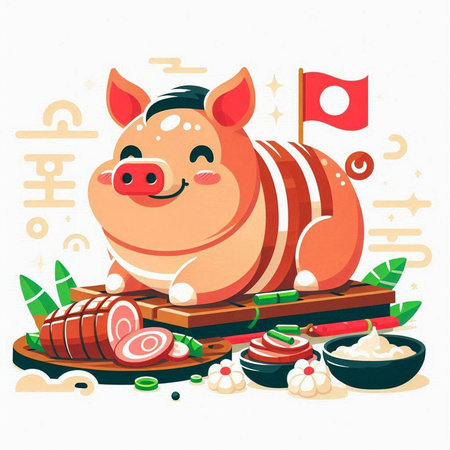 Chinese New Year of the Pig. Year of the Pig. Vector illustrationのイラスト素材