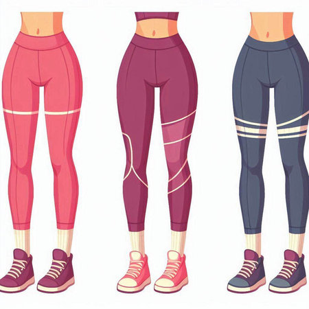 Fitness girl in leggings and sneakers. Vector illustration.のイラスト素材