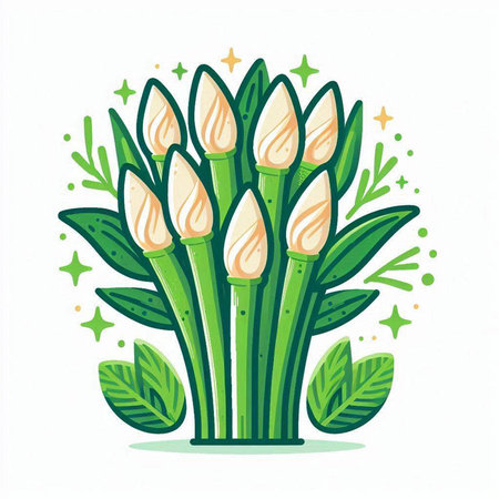 Bouquet of white crocus isolated on white background. Vector illustration.のイラスト素材