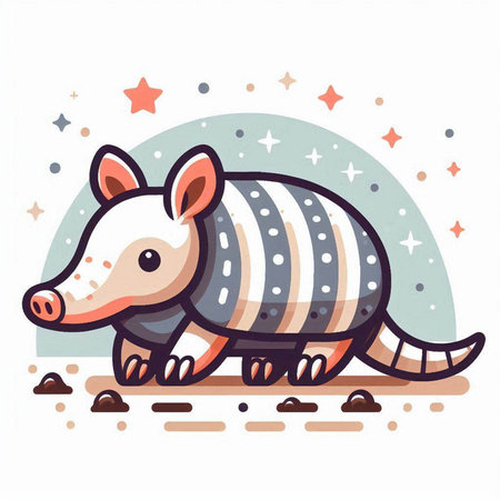 Cute little armadillo. Vector illustration in cartoon style.のイラスト素材