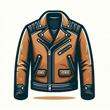 Vector illustration of a brown leather jacket isolated on a white background.のイラスト素材