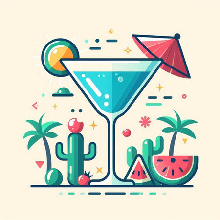 Cocktail party. Colorful vector illustration in flat style.のイラスト素材