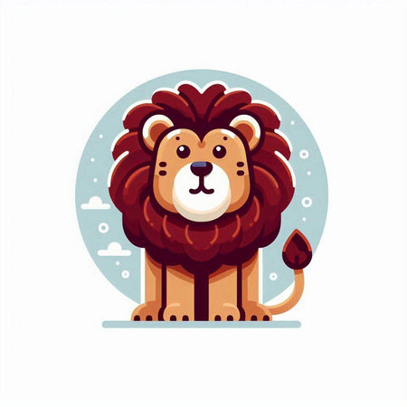Cute cartoon lion. Vector illustration of a wild animal character.のイラスト素材