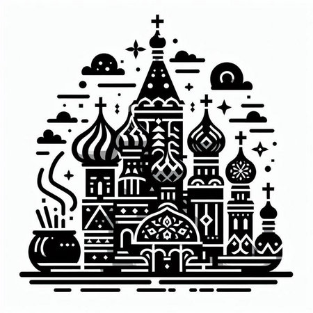 Cathedral of St. Basil in Moscow, Russia. Vector illustration.のイラスト素材