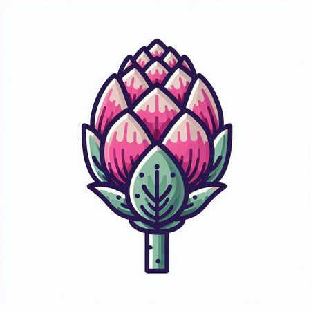 Artichoke flower. Hand drawn vector illustration isolated on white background.のイラスト素材