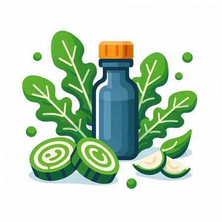 Citrus essential oil in a bottle. Vector illustration in flat styleのイラスト素材