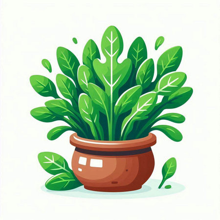 Illustration of a green plant in a pot on a white backgroundのイラスト素材