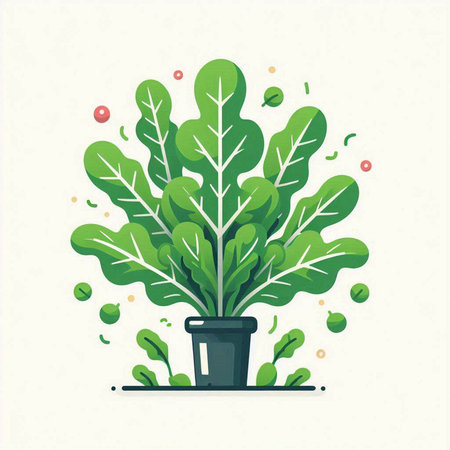 Vector illustration of a green plant in a pot. Flat style.のイラスト素材
