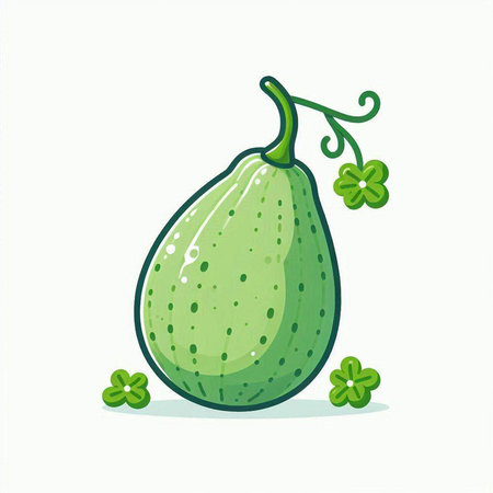 Cantaloupe with clover leaves. Vector illustration.のイラスト素材