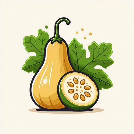 Pumpkin vector illustration isolated on a white background. Vegetarian food.のイラスト素材