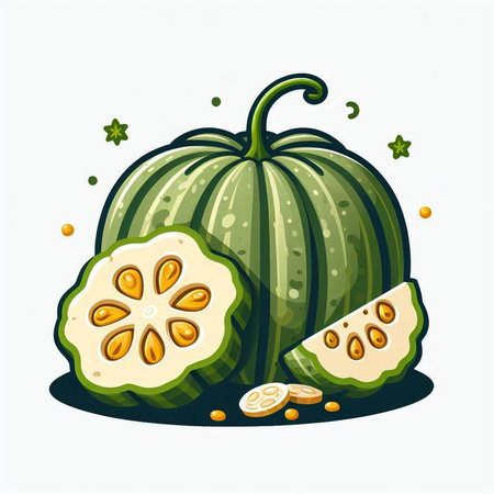Pumpkin and seeds on a white background. Vector illustration.のイラスト素材