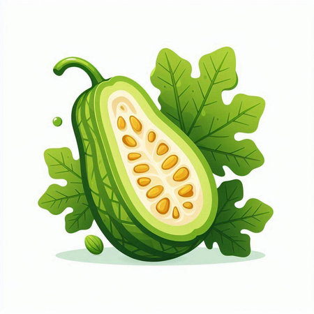Papaya fruit vector illustration isolated on white background. Cartoon styleのイラスト素材
