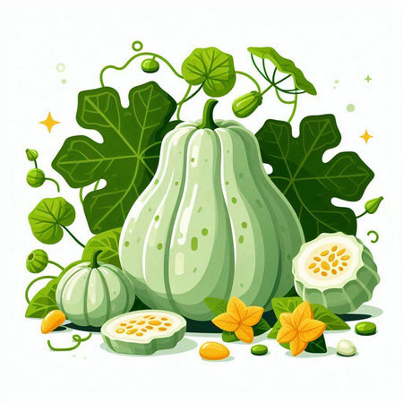 Pumpkin vector illustration. Cucurbita maximaのイラスト素材