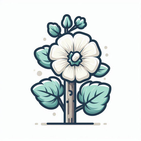 Illustration of a white flower in the shape of a tree.のイラスト素材
