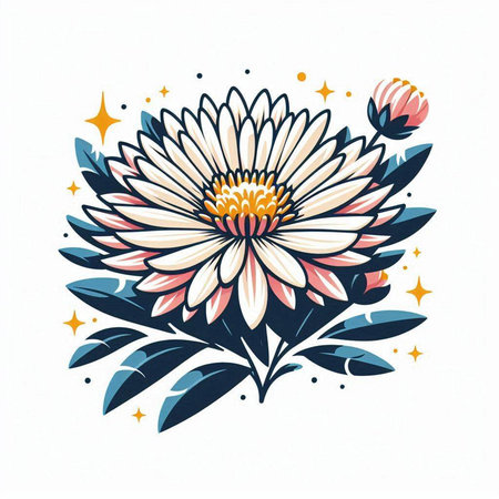 Greeting card with chrysanthemum. Vector illustration.のイラスト素材