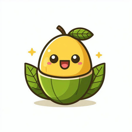 Mango fruit character design vector illustration. Mango fruit character design conceptのイラスト素材