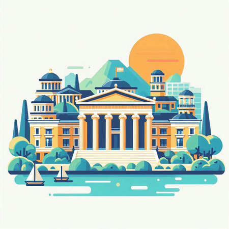 Vector illustration of the classical building in the style of flat design.のイラスト素材