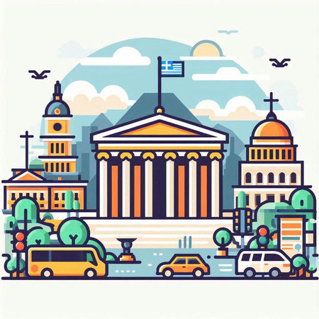 Vector illustration of the city of Washington DC, USA. Flat design.のイラスト素材