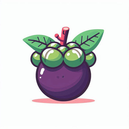 Purple mangosteen fruit vector illustration isolated on white background.のイラスト素材