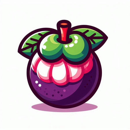 Mangosteen fruit vector illustration. Exotic fruit isolated on white background.のイラスト素材