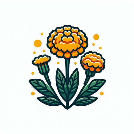 Marigold flower icon isolated on white background. Vector illustration.のイラスト素材