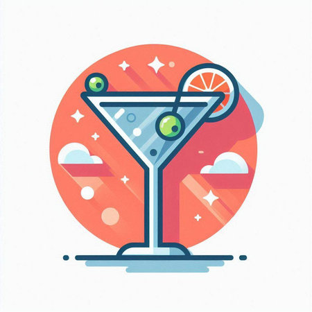 Cocktail flat icon. Vector illustration. Colorful flat design.のイラスト素材